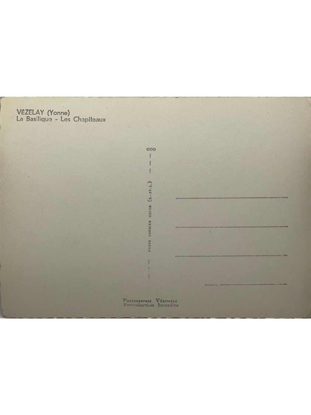 Verso de la carte postale