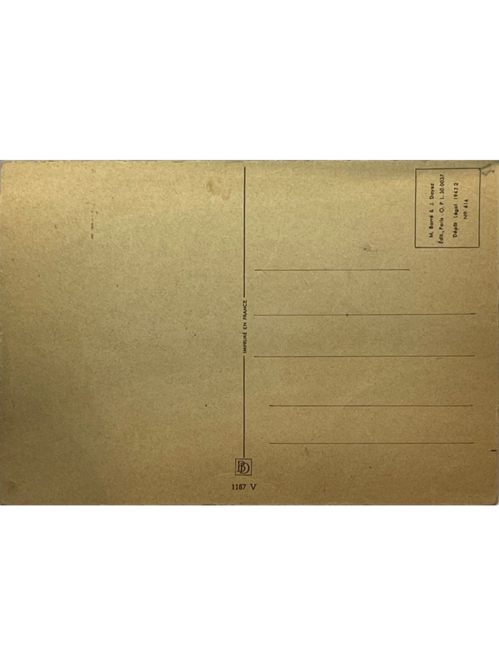 Verso de la carte postale