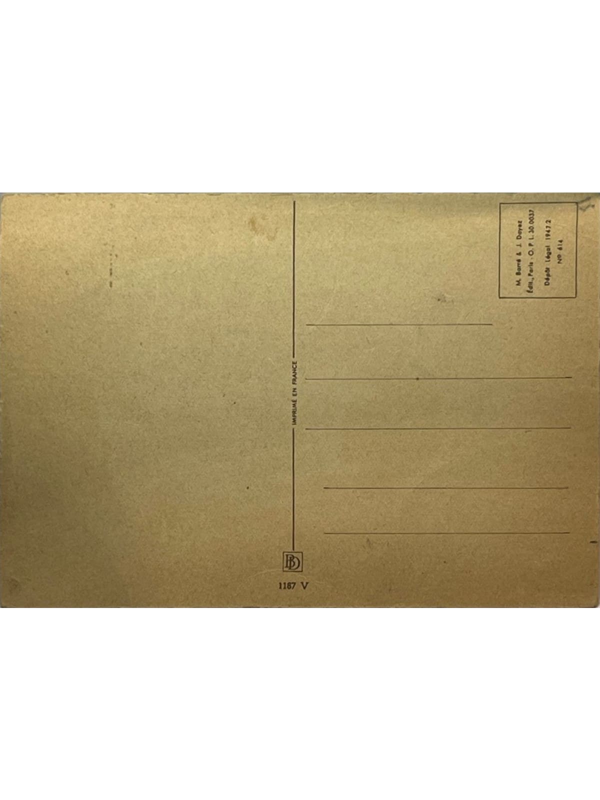 Verso de la carte postale