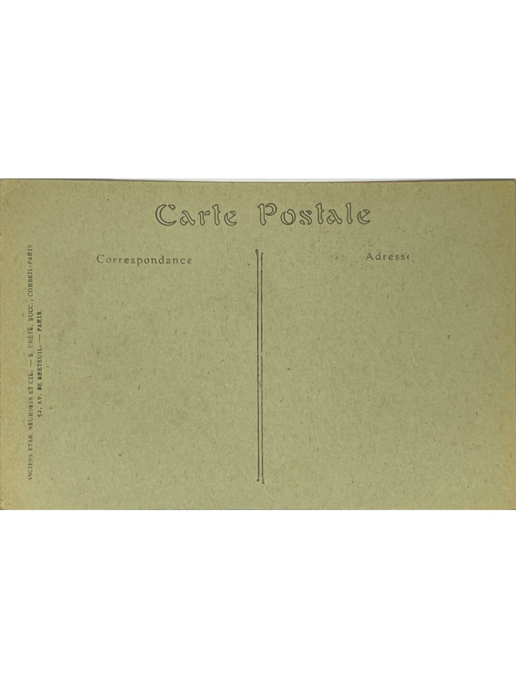 Verso de la carte postale