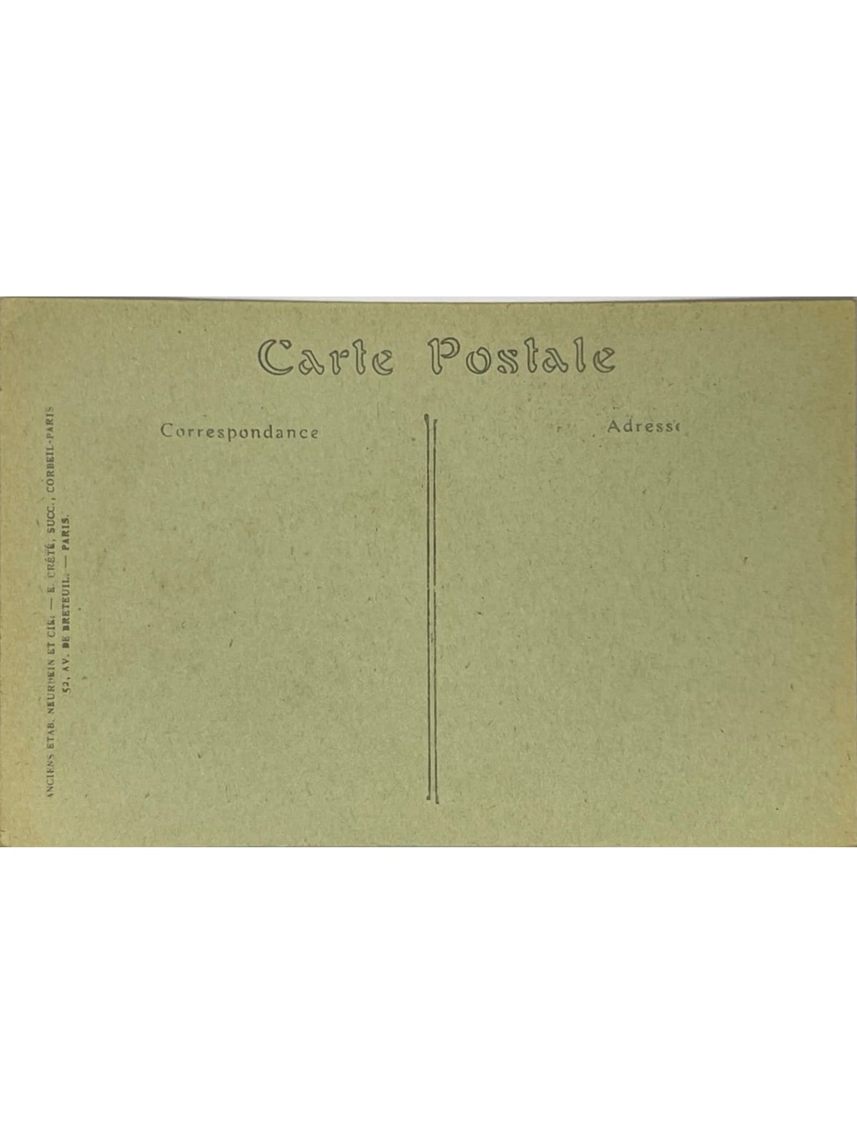 Verso de la carte postale