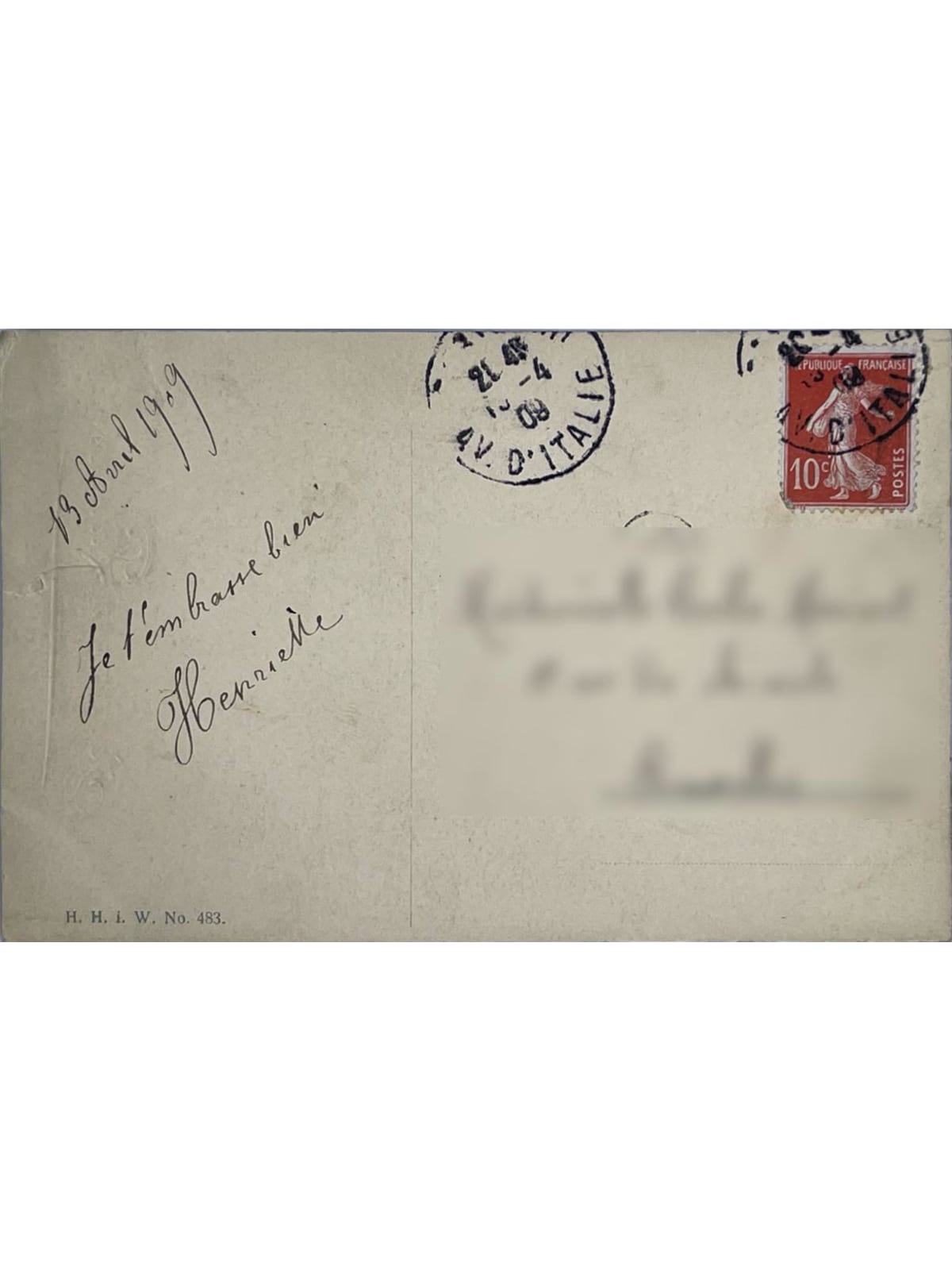 Verso de la carte postale