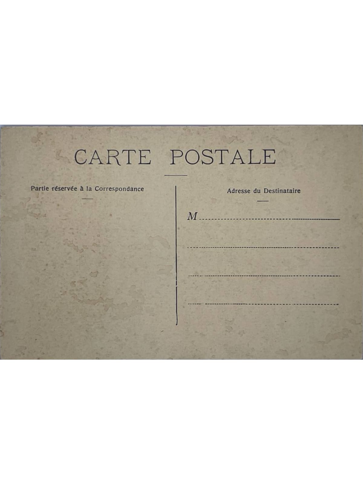 Verso de la carte postale