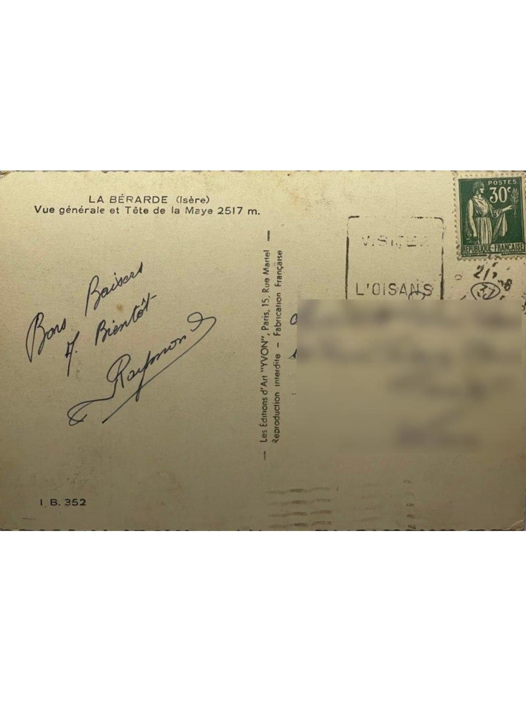Verso de la carte postale