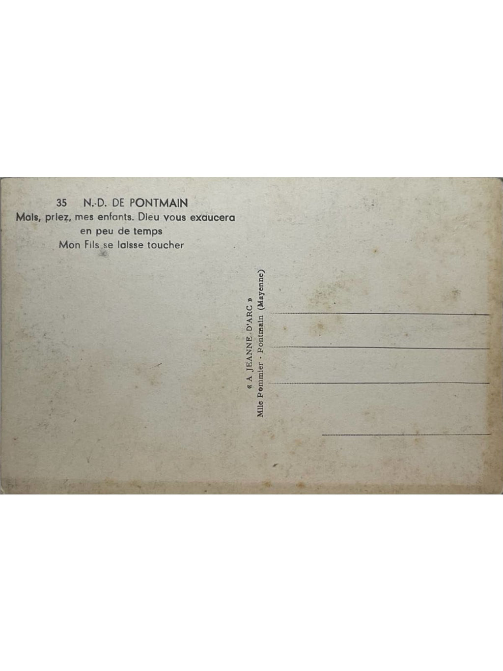 Verso de la carte postale