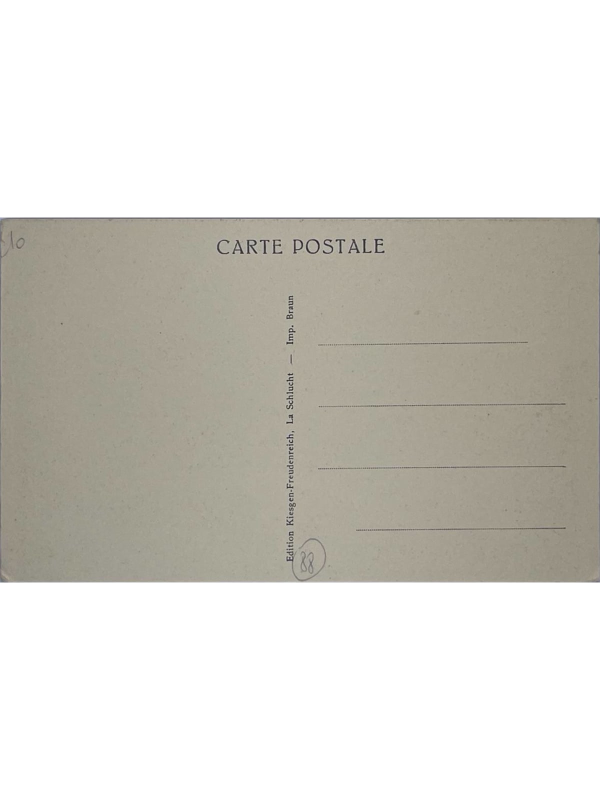 Verso de la carte postale