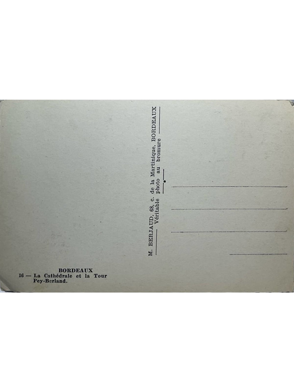 Verso de la carte postale