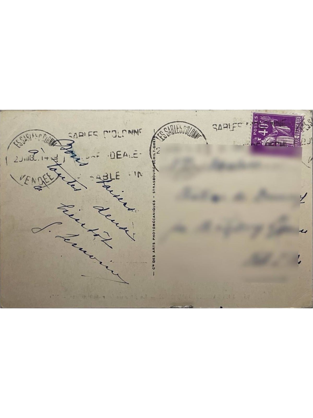 Verso de la carte postale