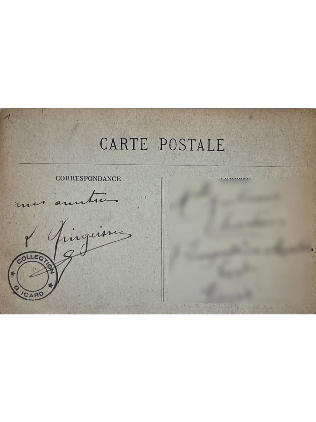 Verso de la carte postale