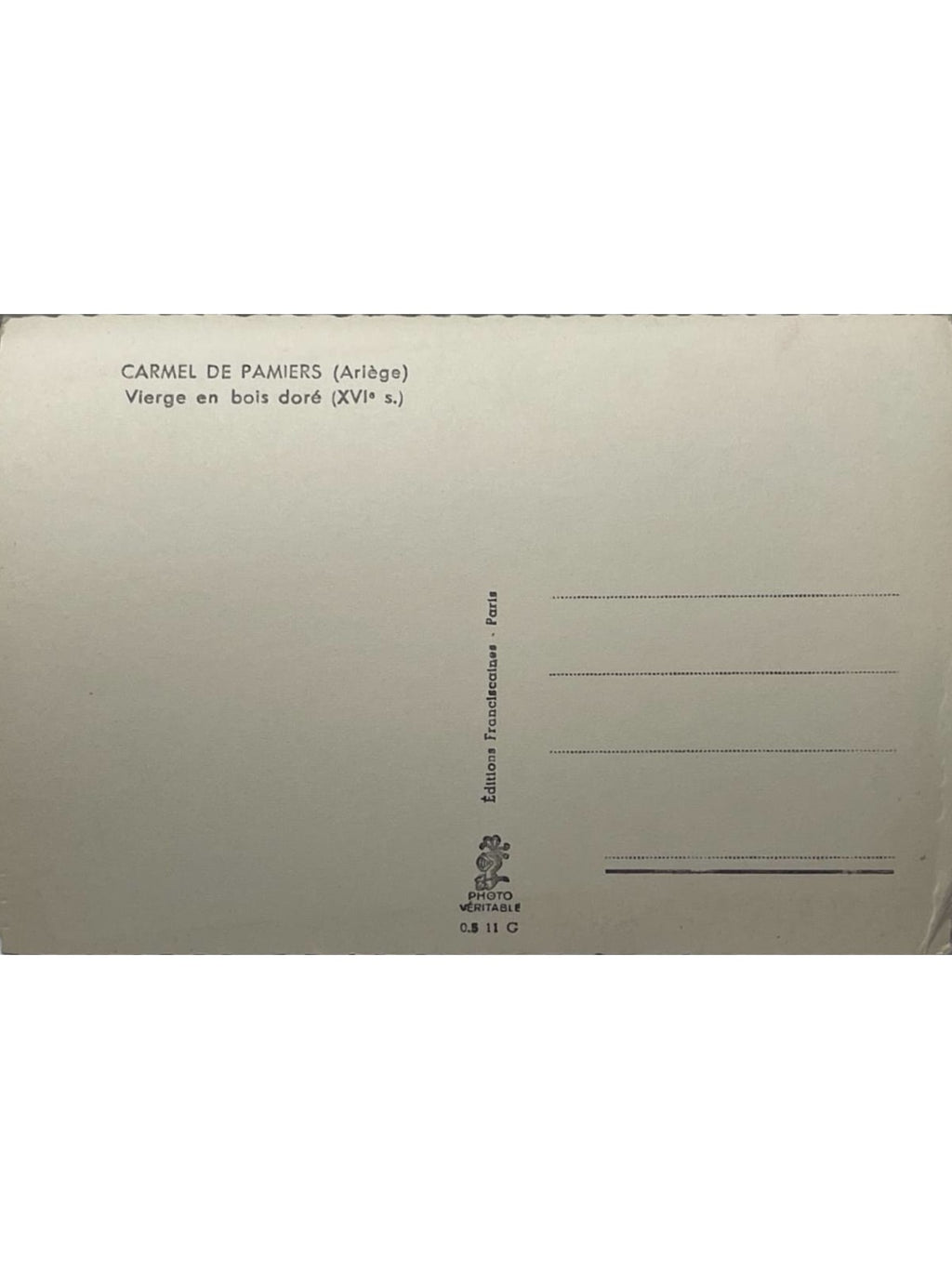 Verso de la carte postale
