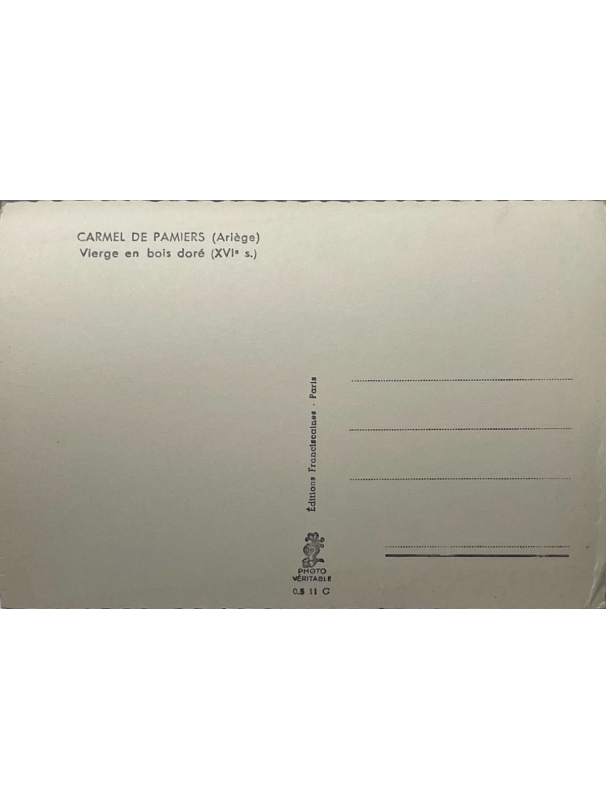 Verso de la carte postale