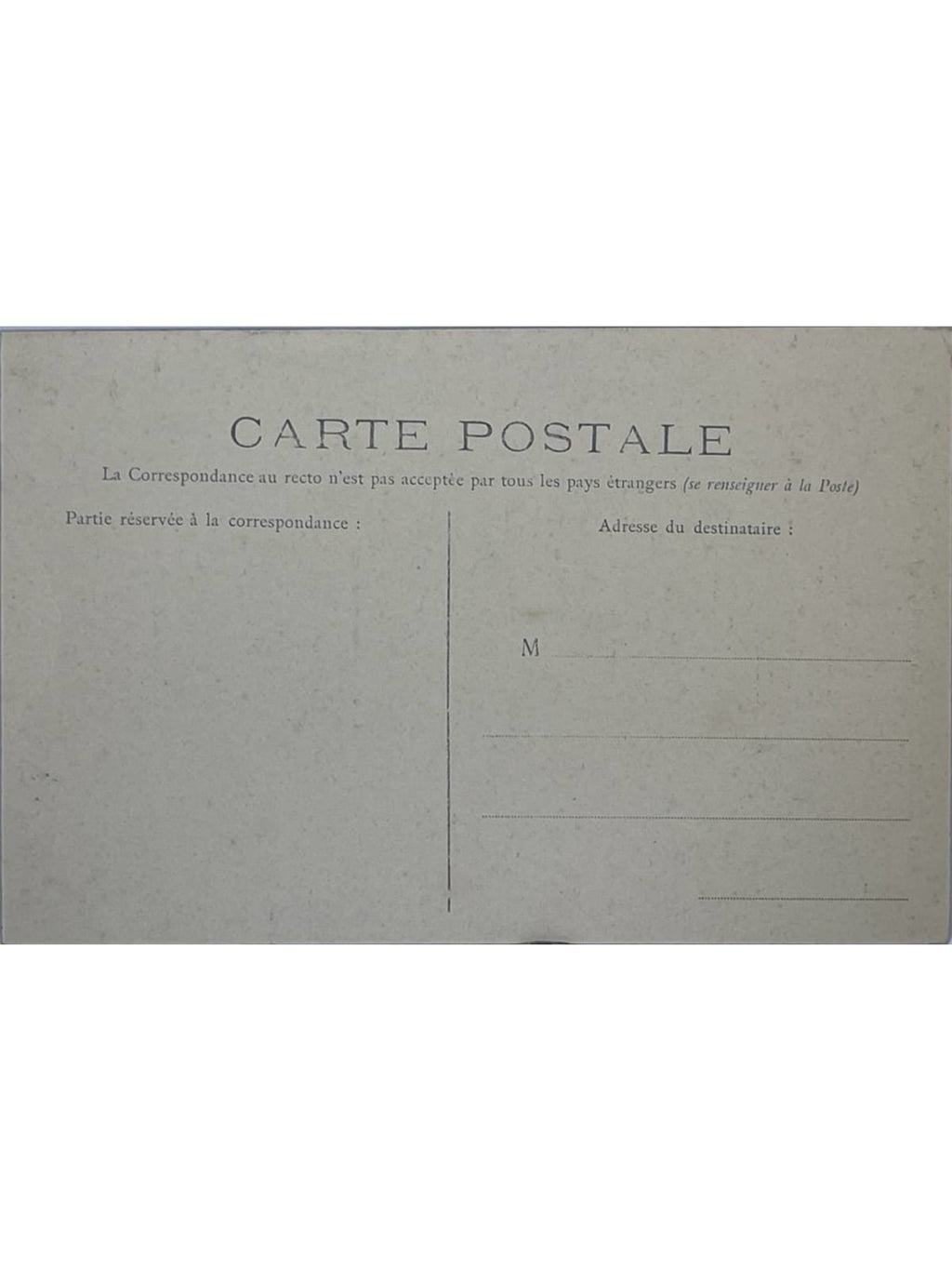 Verso de la carte postale