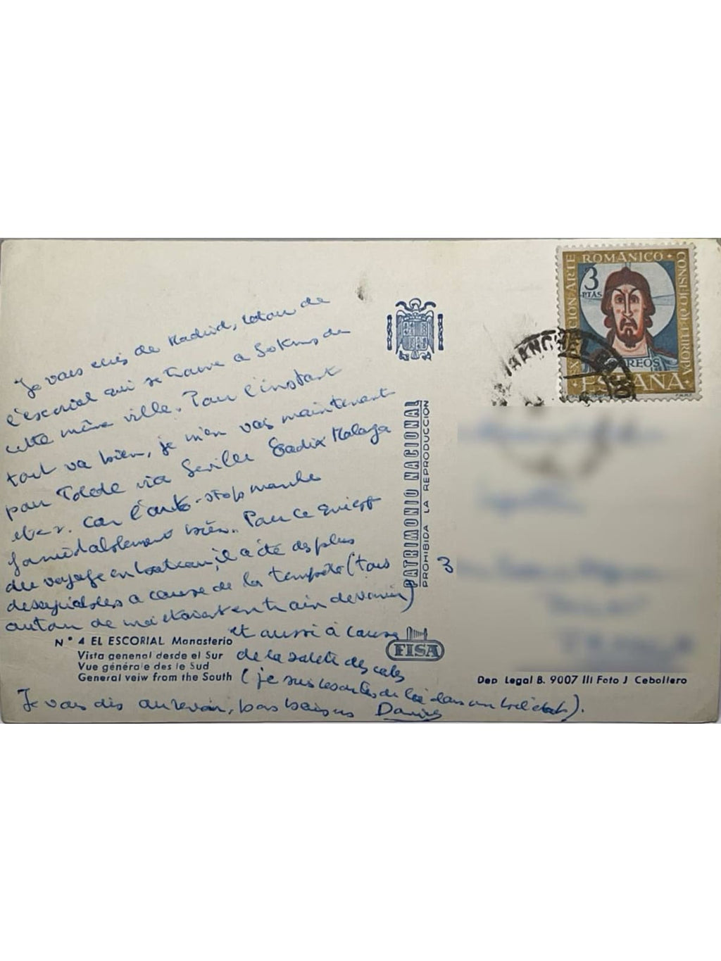 Verso de la carte postale