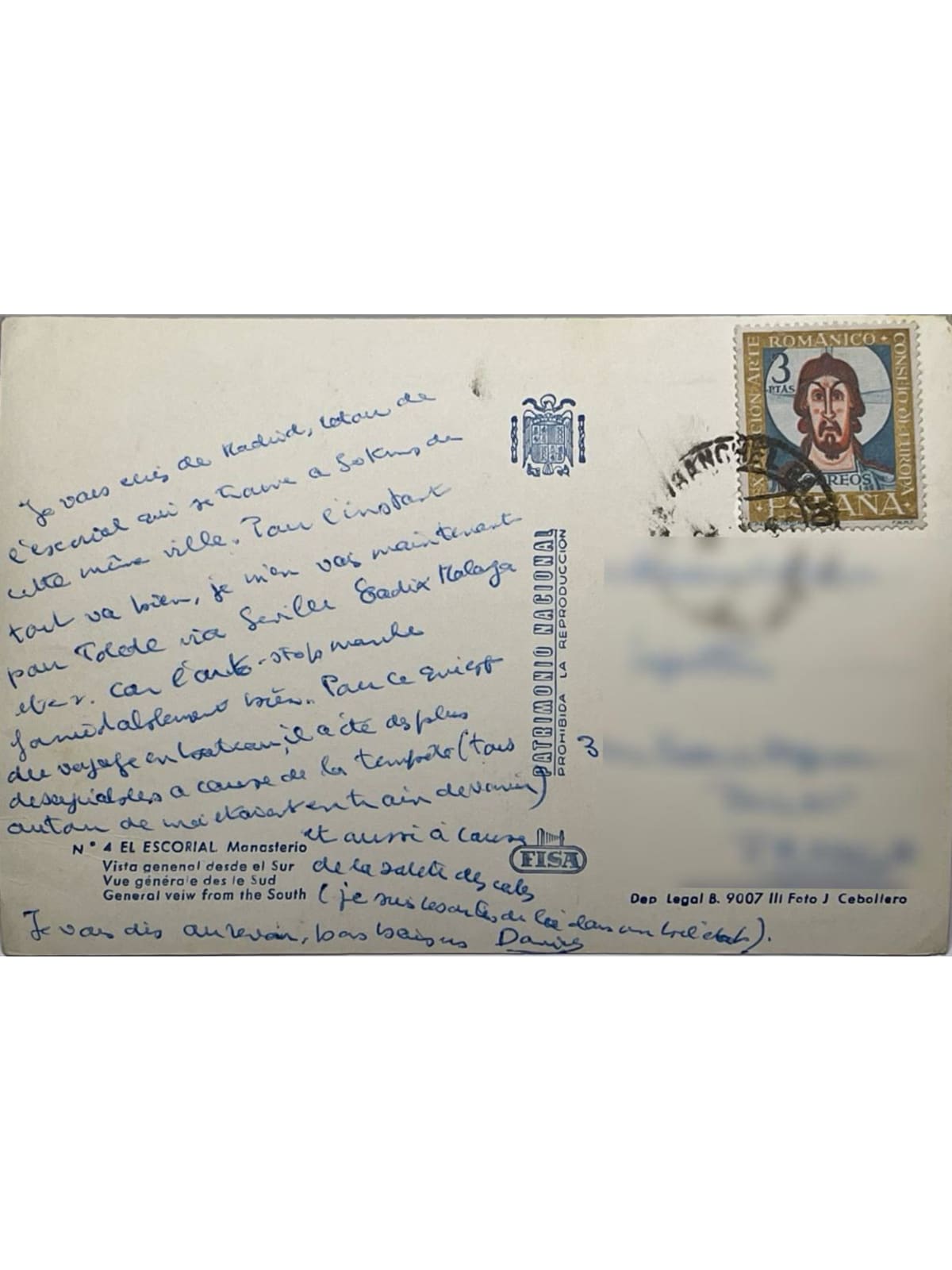 Verso de la carte postale