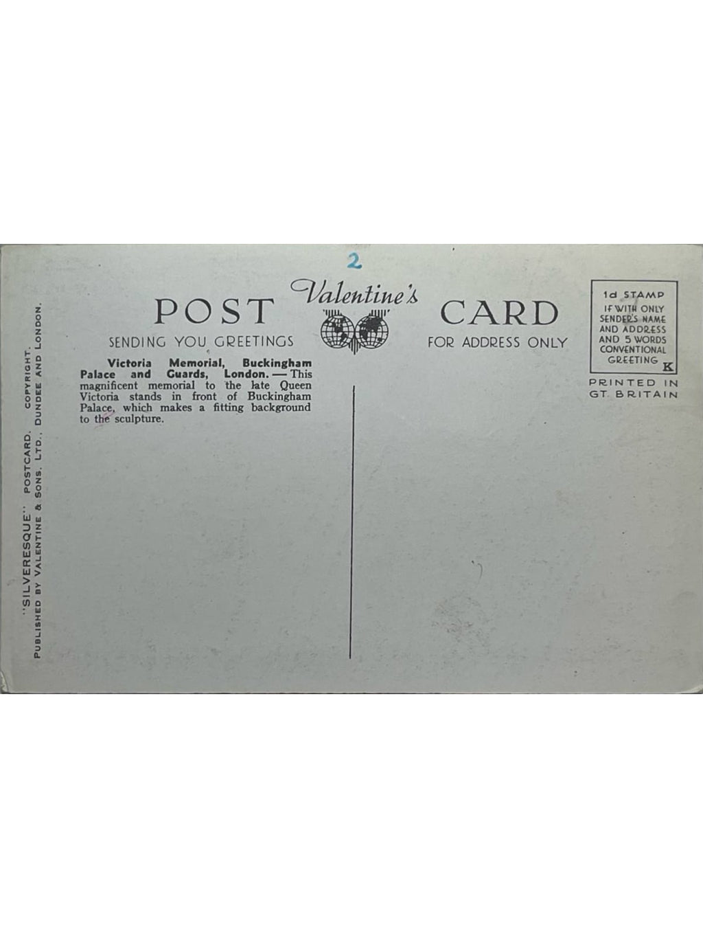 Verso de la carte postale