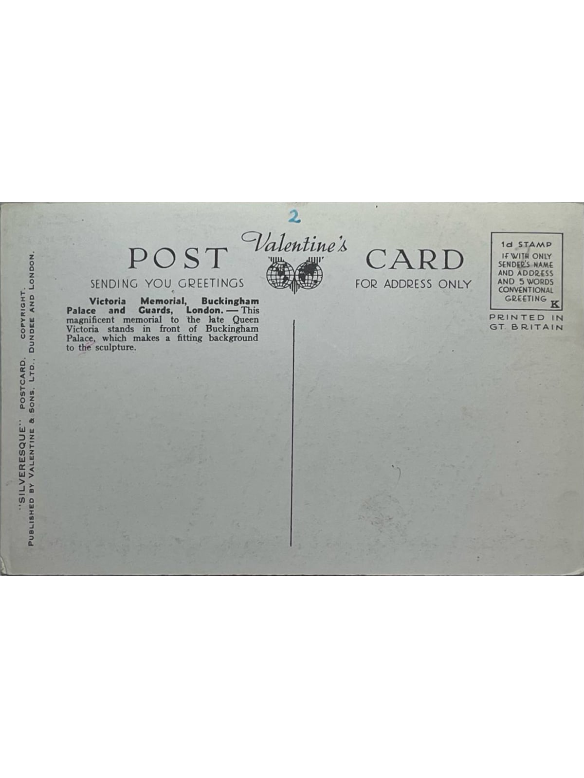 Verso de la carte postale