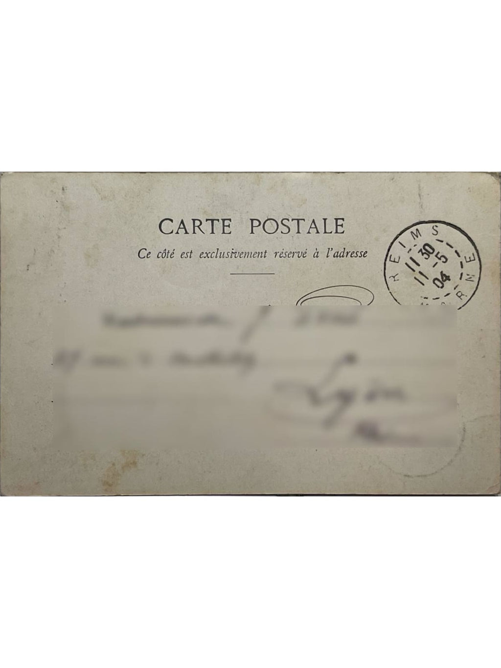 Verso de la carte postale