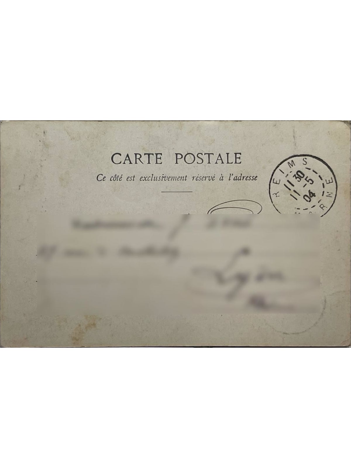 Verso de la carte postale