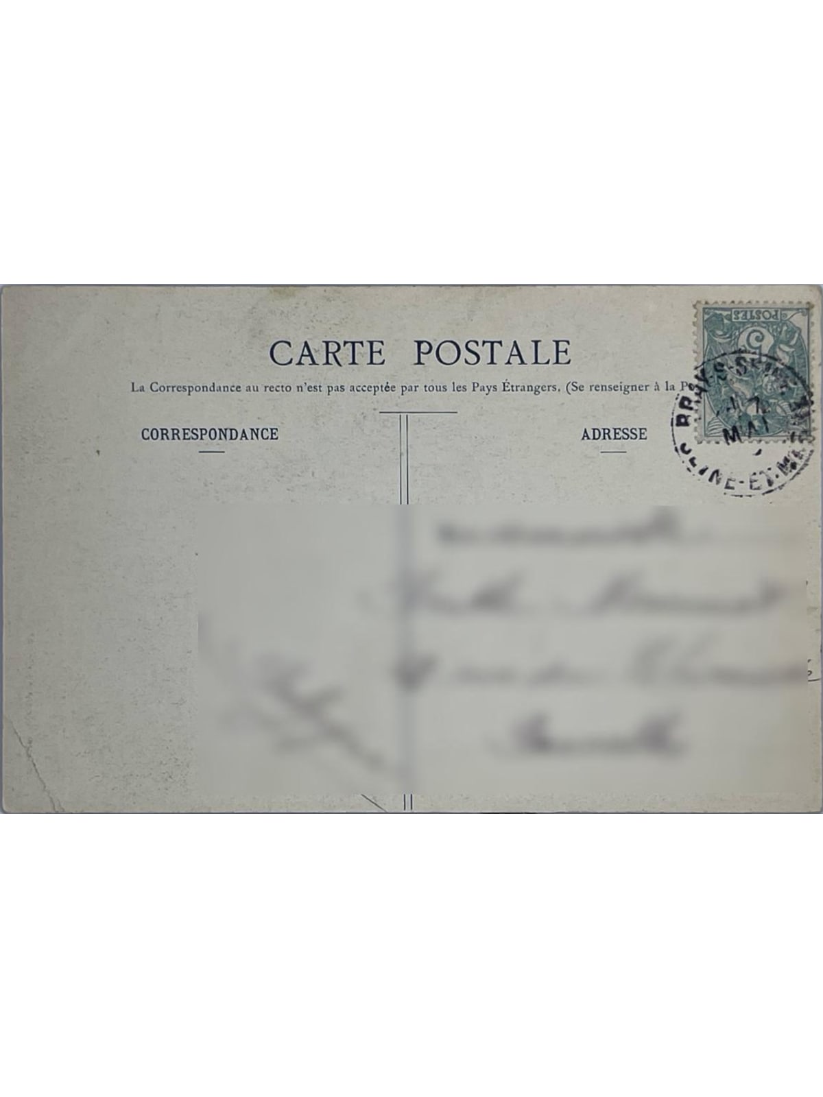 Verso de la carte postale