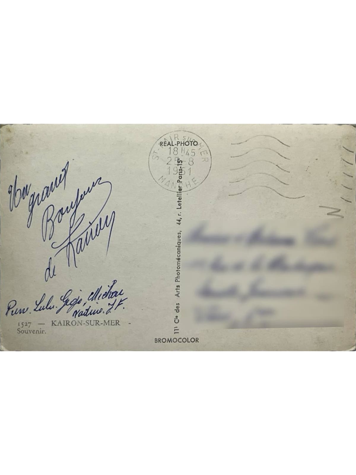 Verso de la carte postale