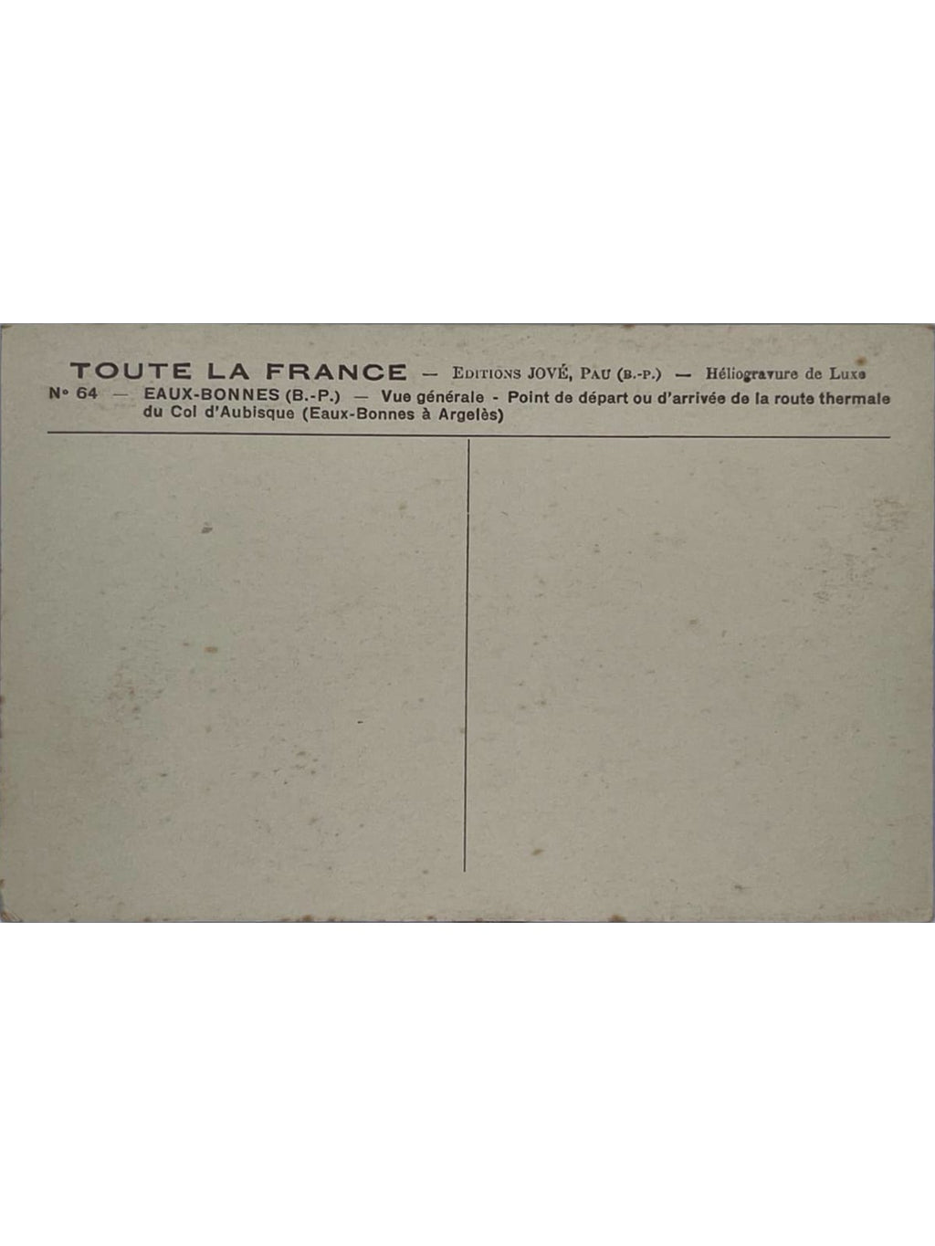 Verso de la carte postale
