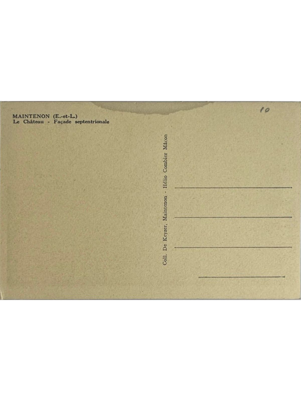 Verso de la carte postale