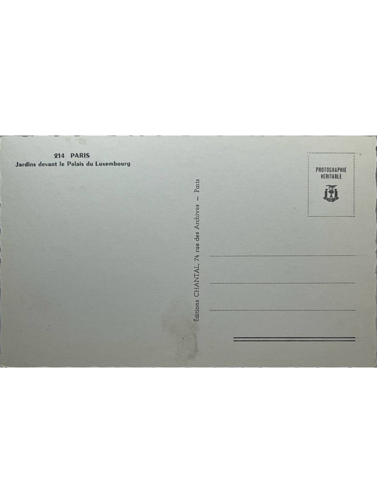 Verso de la carte postale