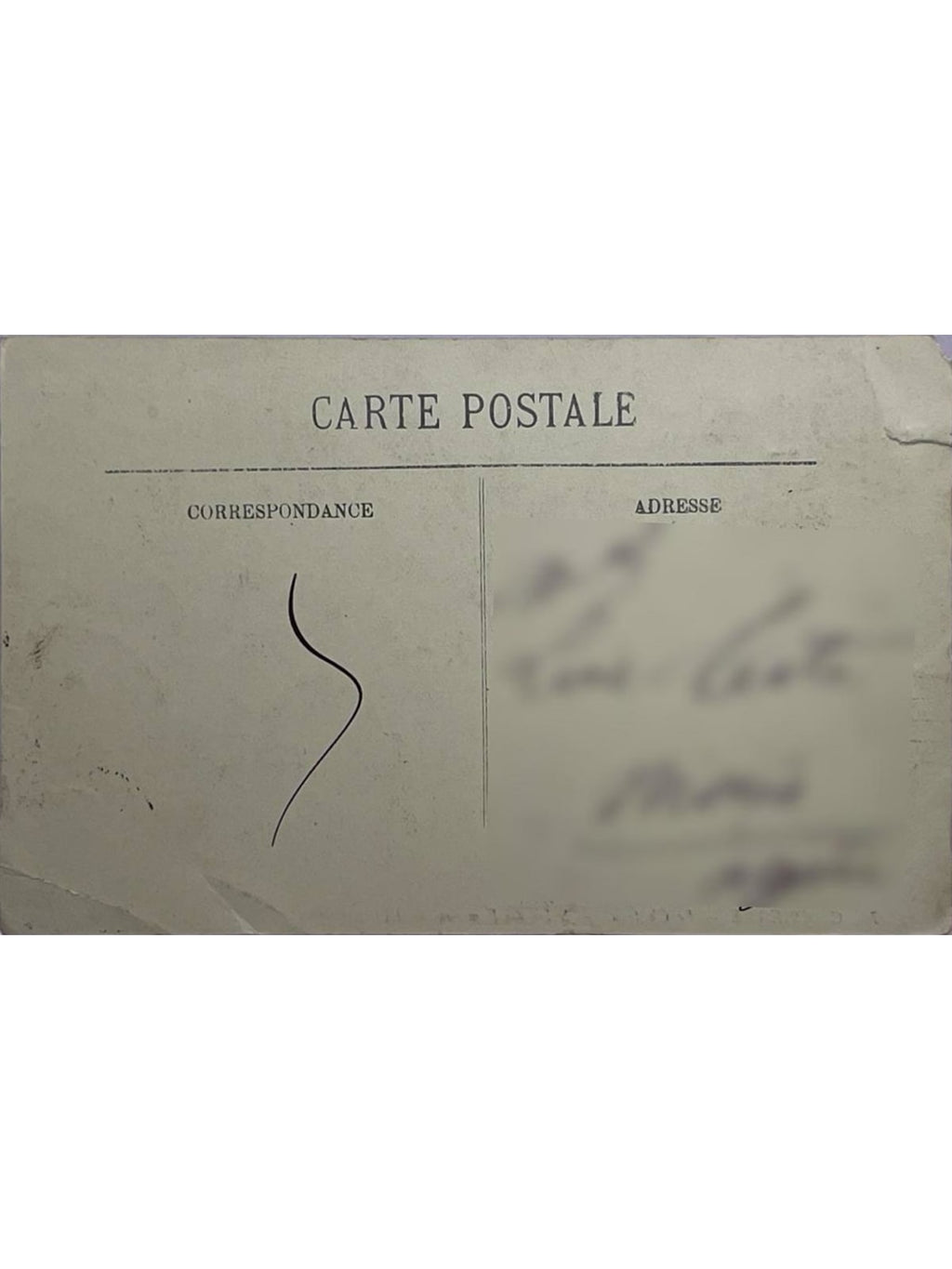 Verso de la carte postale
