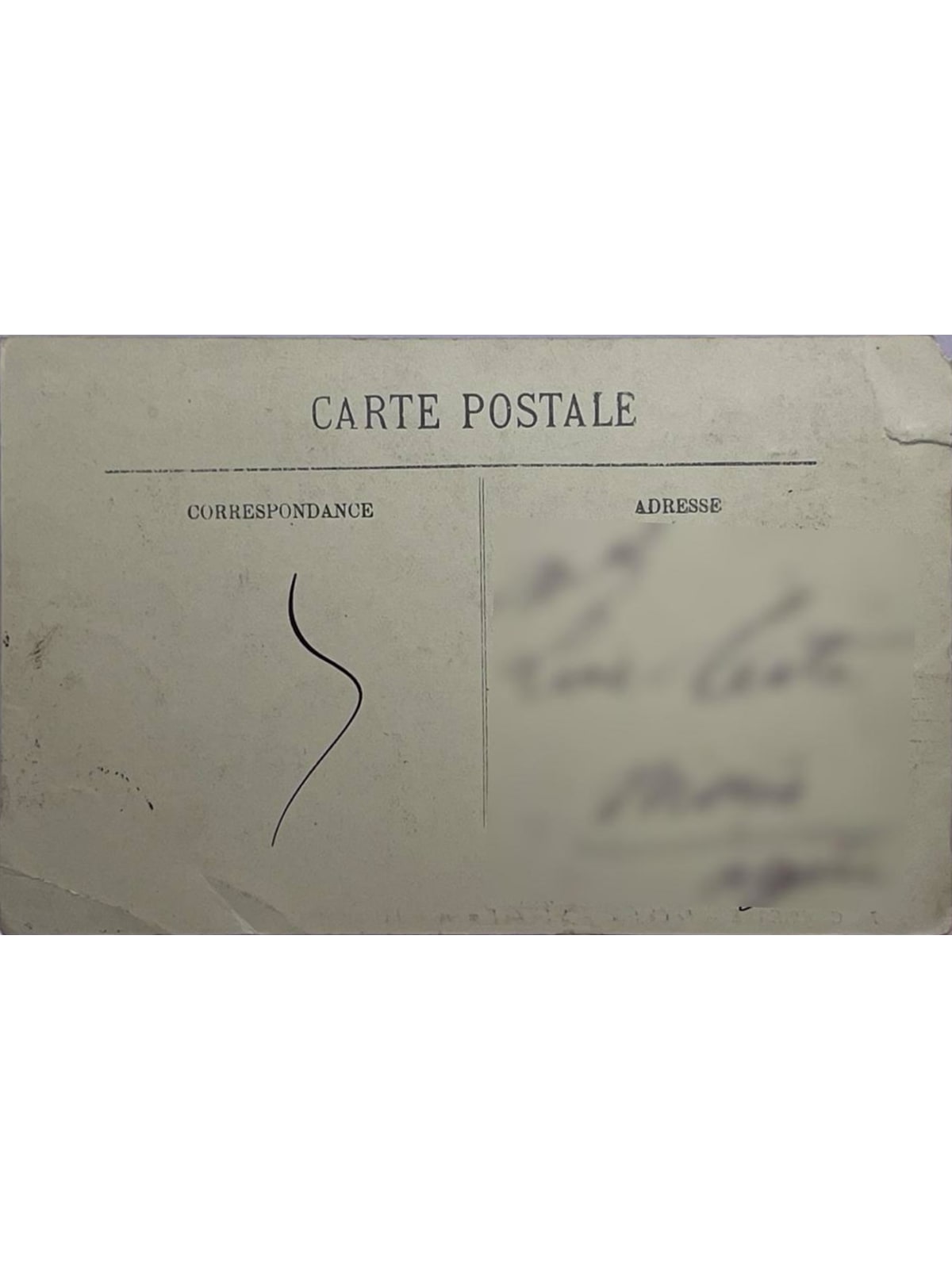Verso de la carte postale