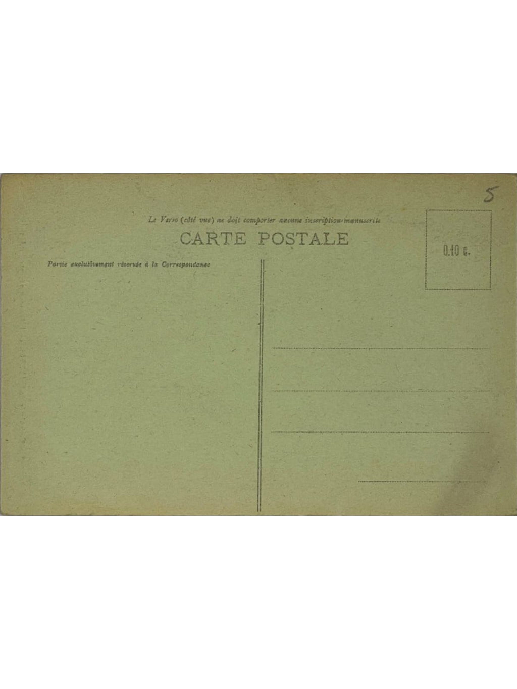 Verso de la carte postale