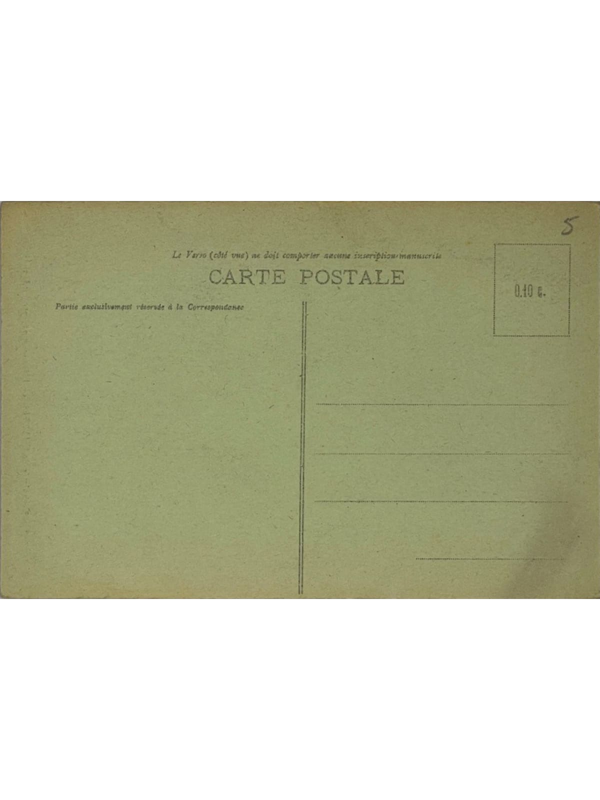 Verso de la carte postale