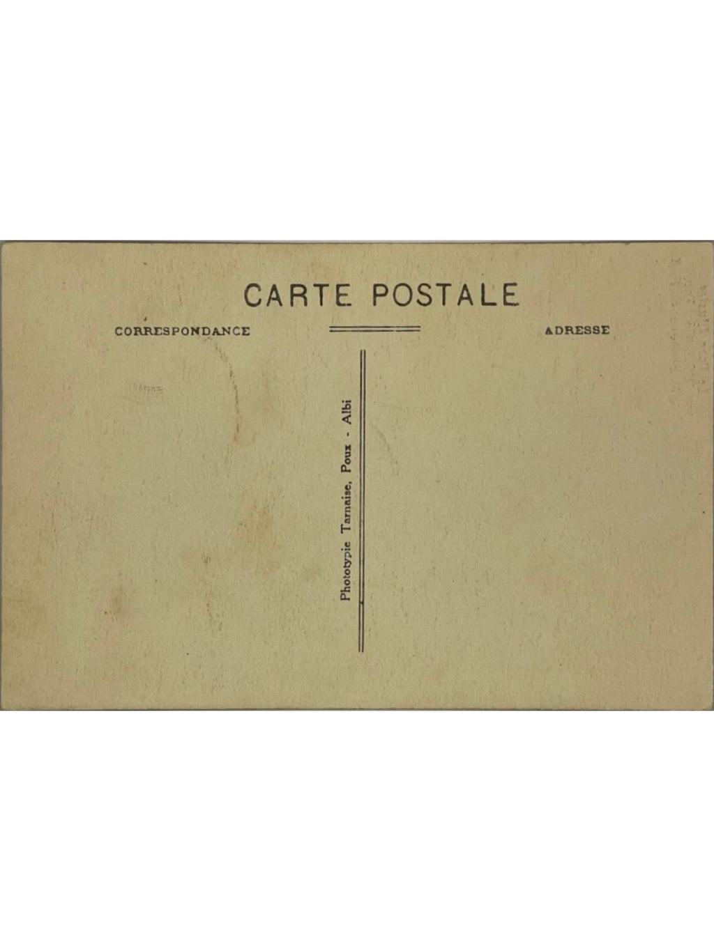 Verso de la carte postale