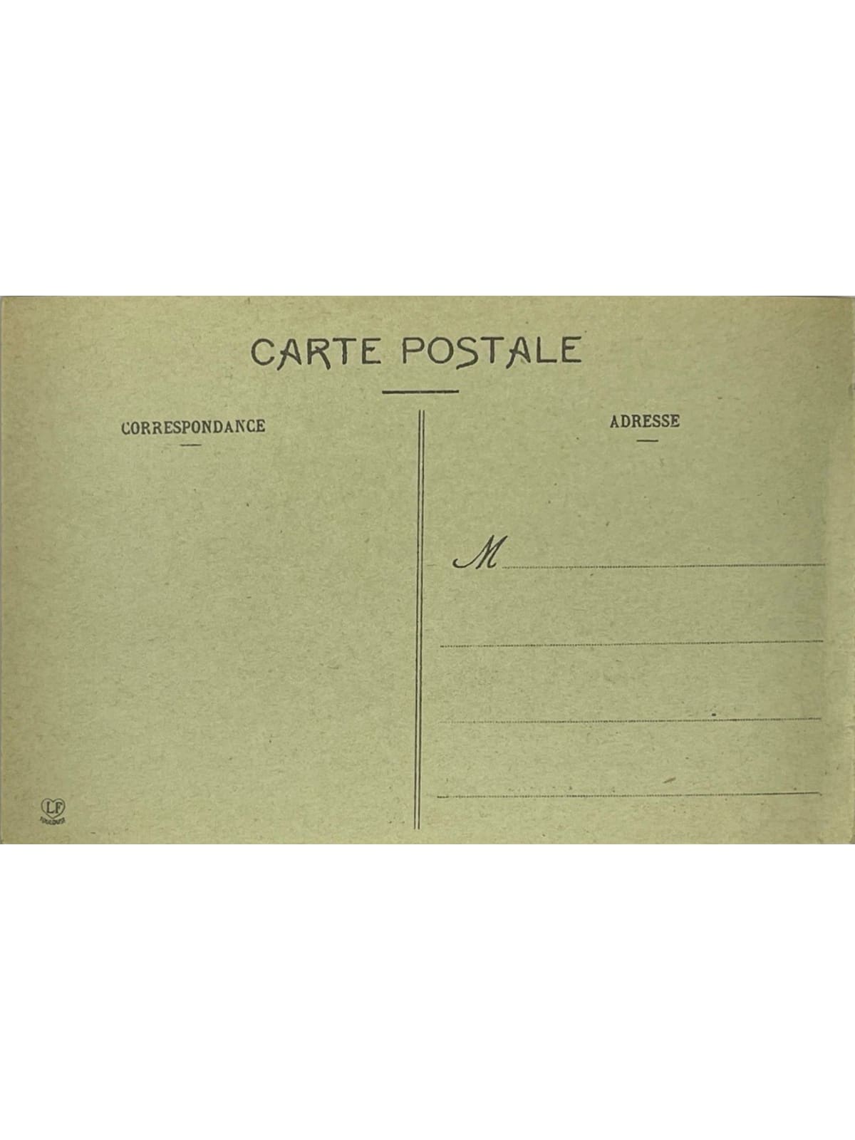Verso de la carte postale