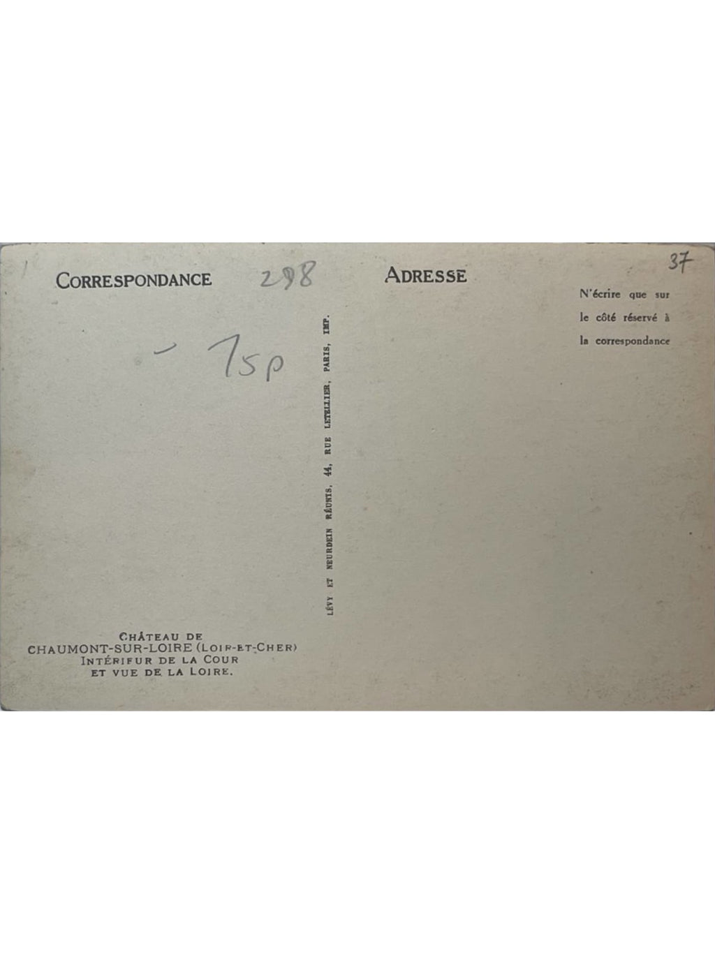 Verso de la carte postale