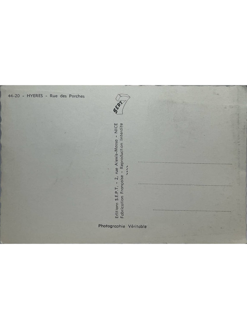Verso de la carte postale