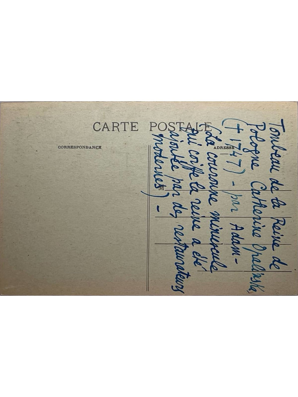 Verso de la carte postale