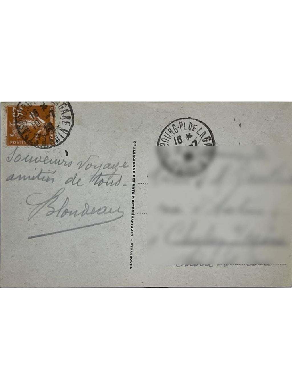 Verso de la carte postale
