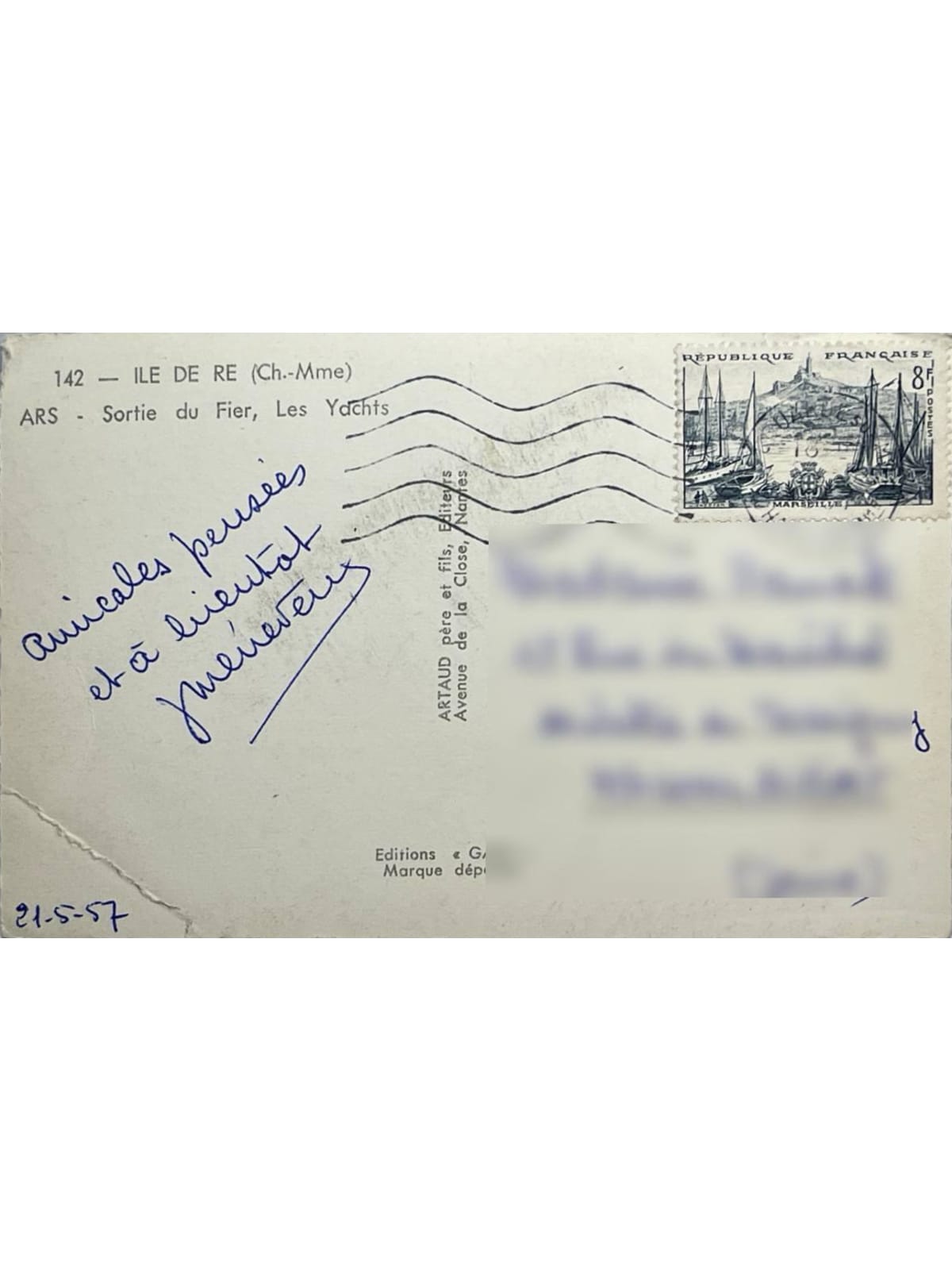 Verso de la carte postale