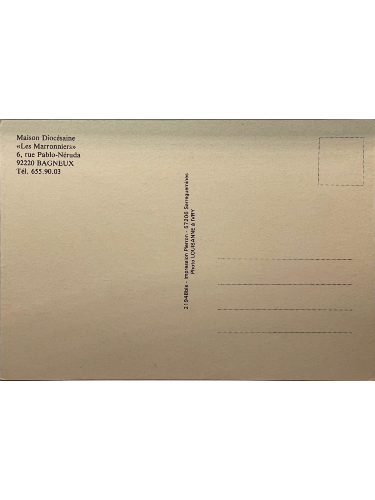 Verso de la carte postale