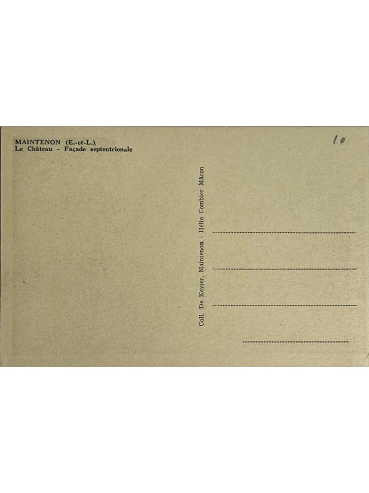 Verso de la carte postale