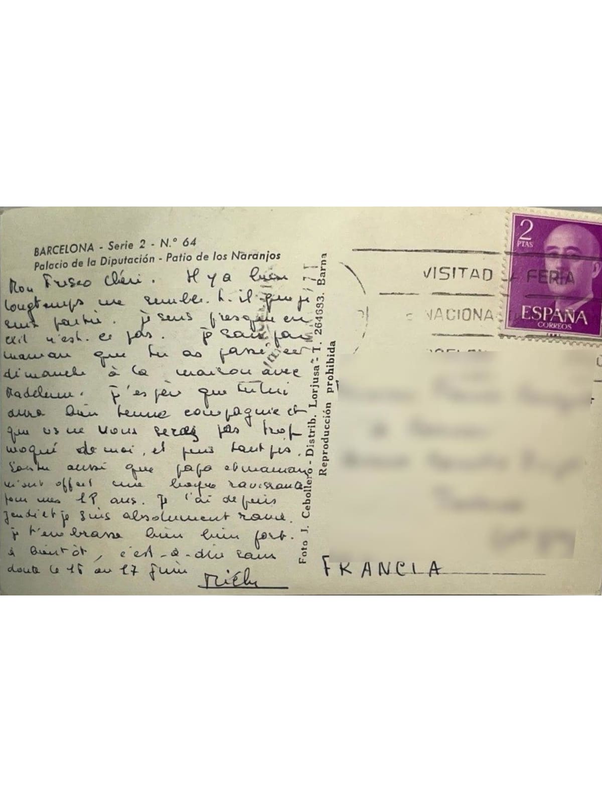 Verso de la carte postale