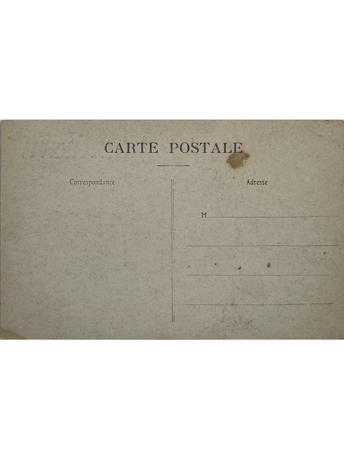 Verso de la carte postale