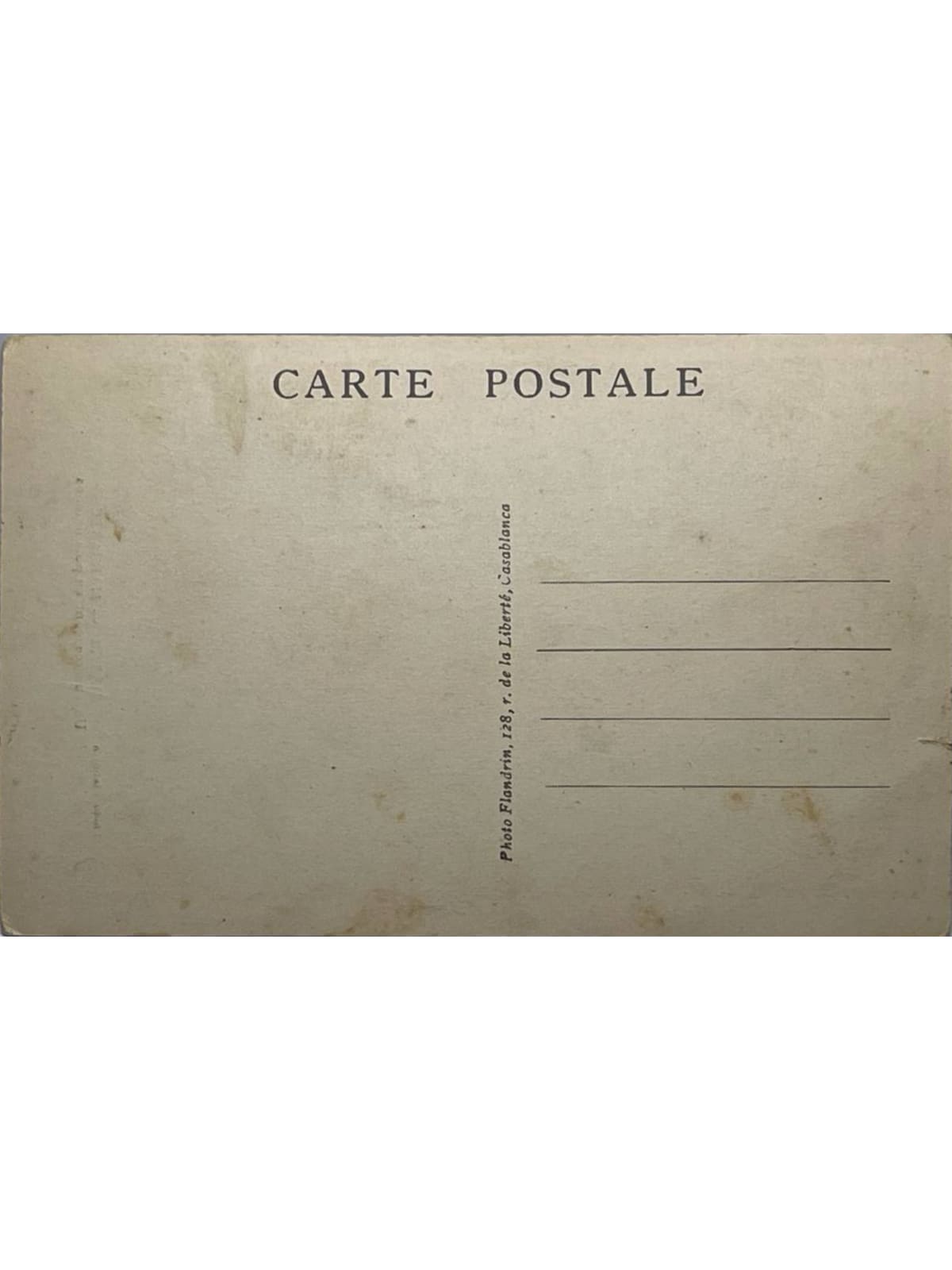 Verso de la carte postale