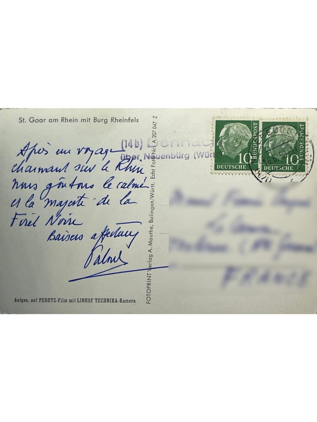 Verso de la carte postale