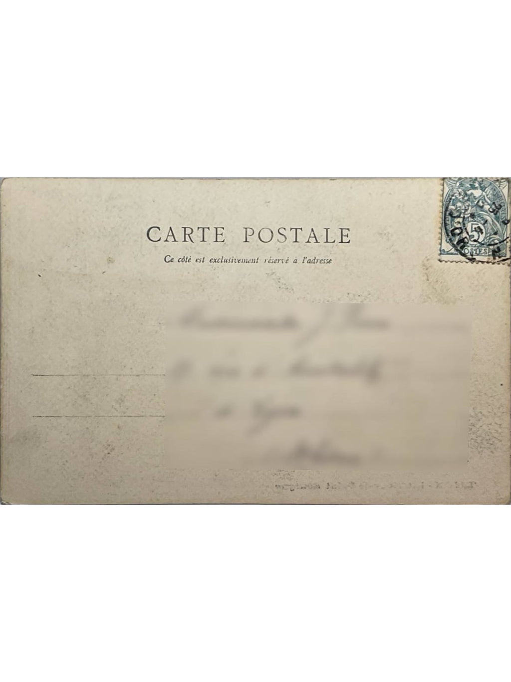 Verso de la carte postale