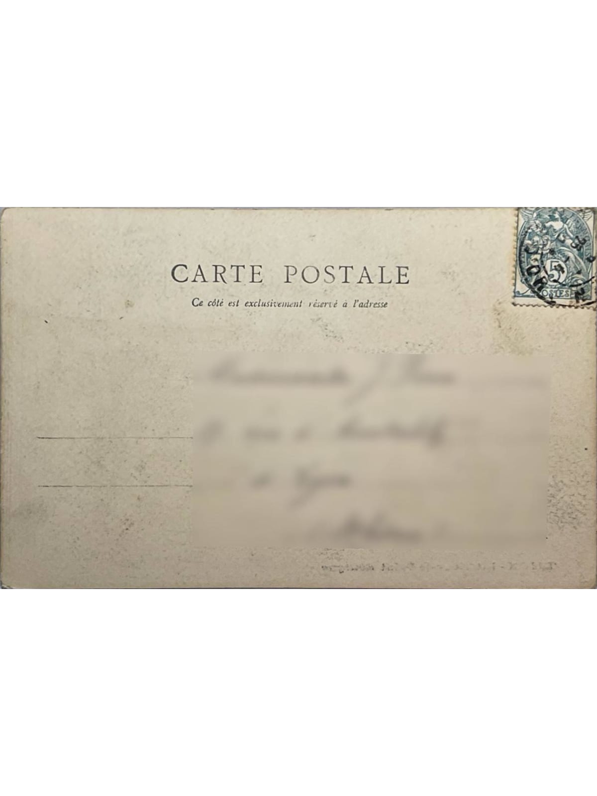 Verso de la carte postale