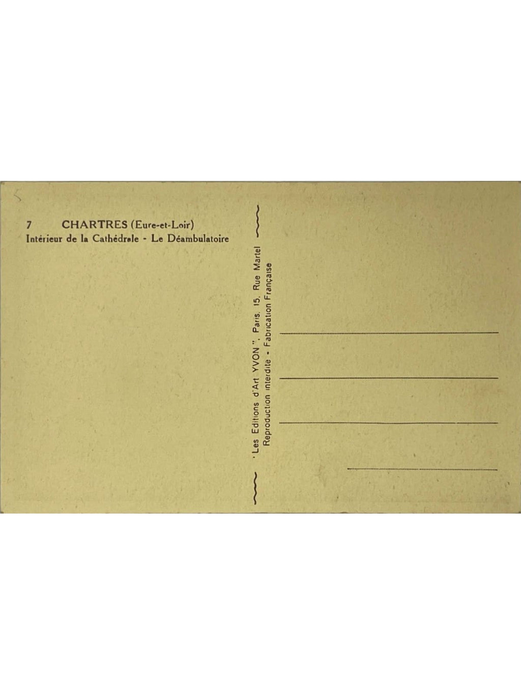 Verso de la carte postale