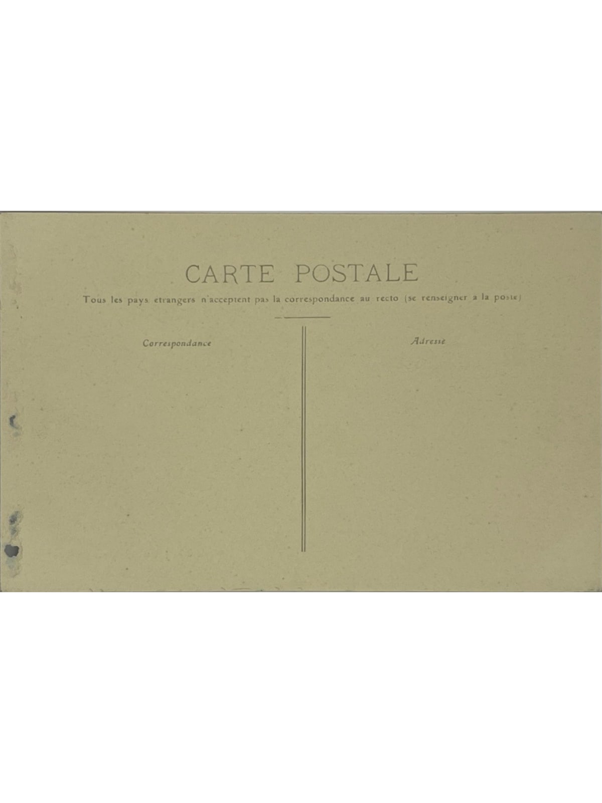 Verso de la carte postale