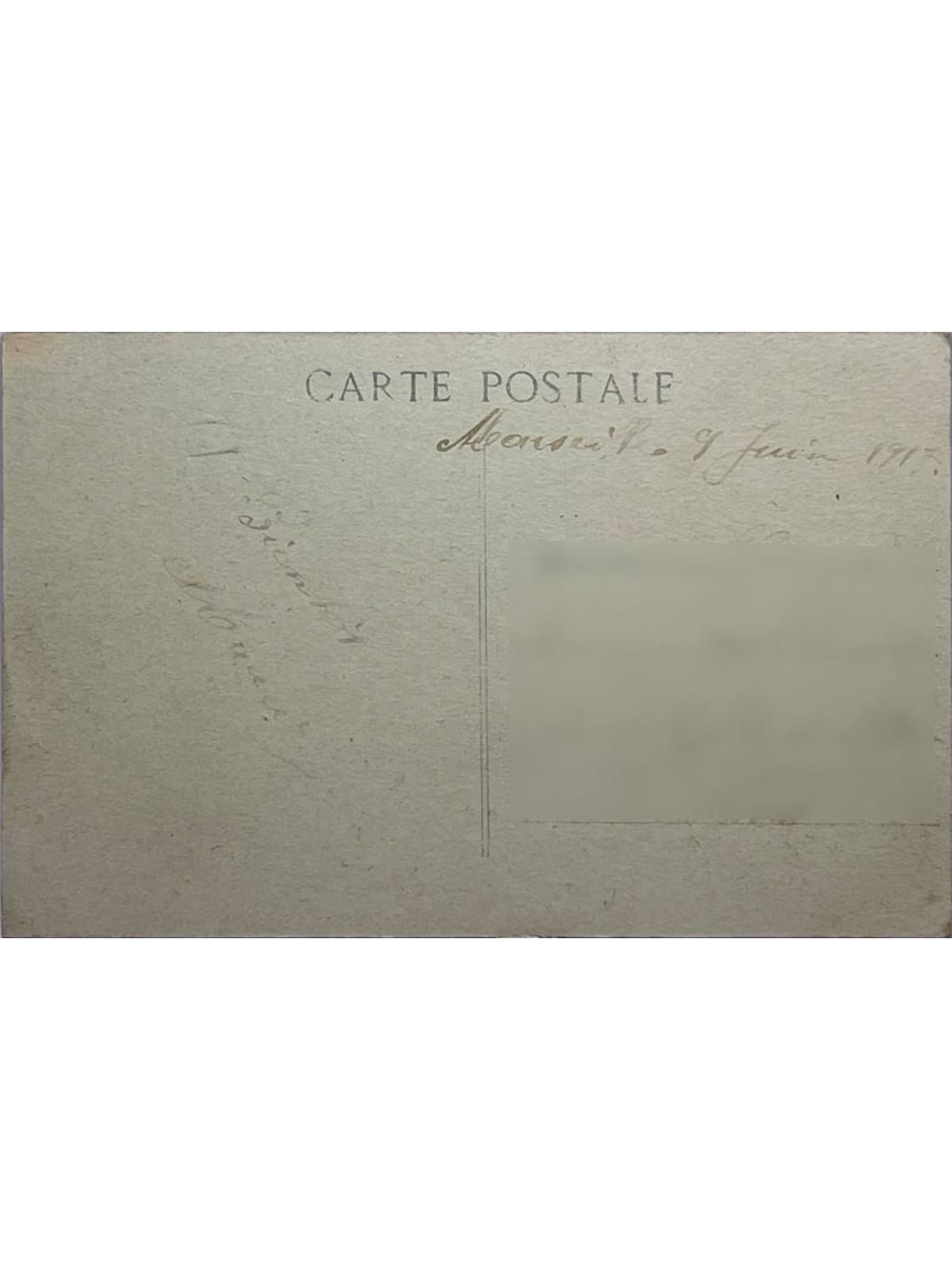 Verso de la carte postale