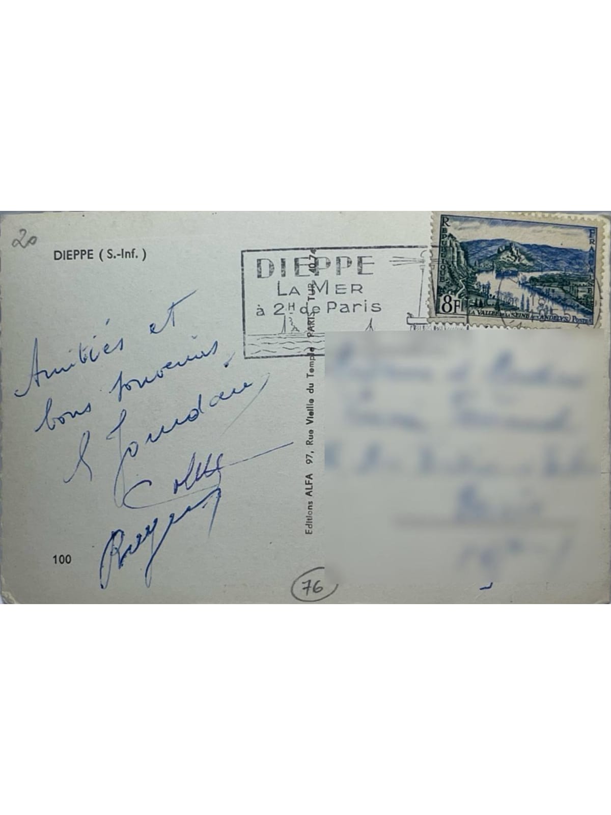 Verso de la carte postale